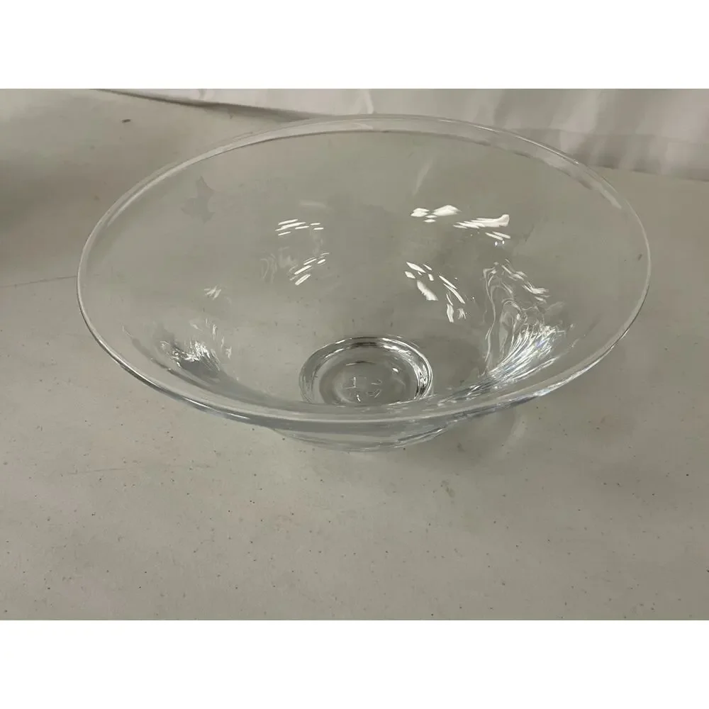 Simon Pearce Hand Blown Clear Glass Flared Centerpiece Bowl Signed 10